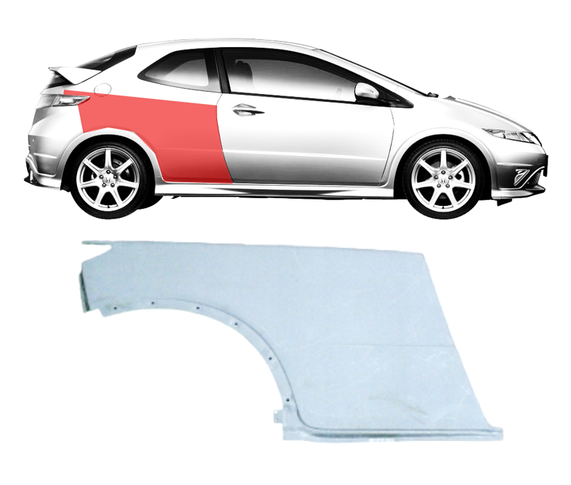 Honda Civic (06-) Galinė arka (3D, dešinė), Honda Civic (2006- 2011) Galinė arka, 382984-3, Honda Civic (2006- 2011) Galinė arka, 382984-3