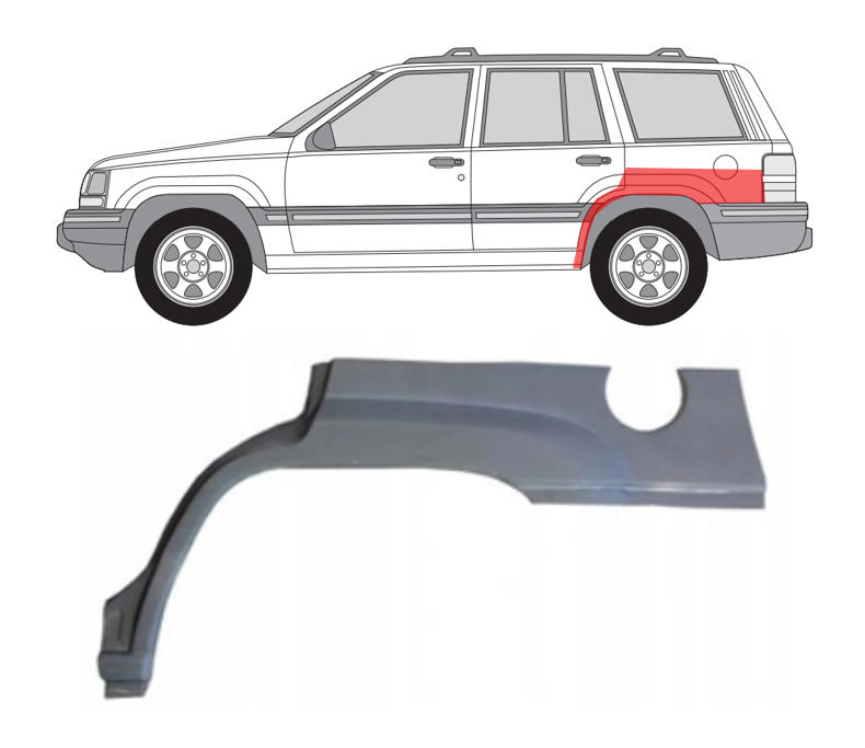 Jeep Grand Cherokee (91-) Galinė arka (4 durų, kairė), Jeep Grand Cherokee I (Z) (1991- 1999) Galinė arka, Jeep Grand Cherokee I (Z) (1991- 1999) Galinė arka