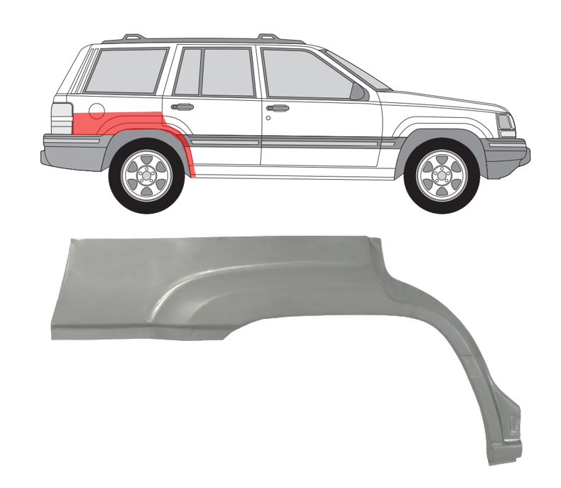 Jeep Grand Cherokee (91-) Galinė arka (4 durų, dešinė), Jeep Grand Cherokee I (Z) (1991- 1999) Galinė arka, Jeep Grand Cherokee I (Z) (1991- 1999) Galinė arka