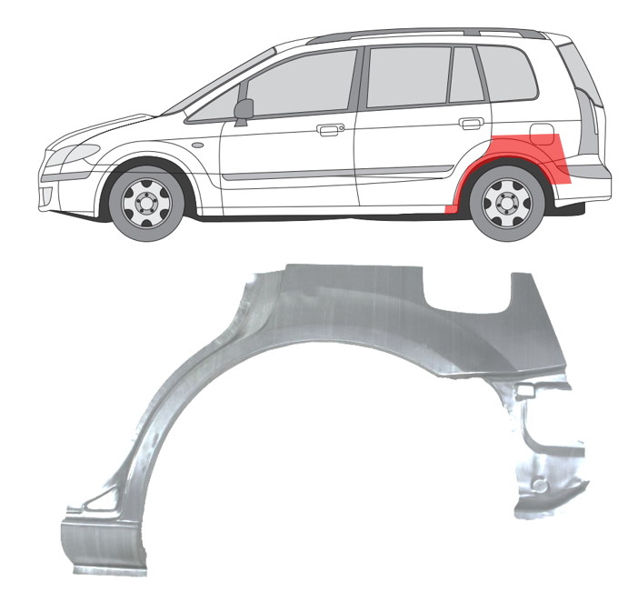 Mazda Premacy (99-) Galinė arka (kairė), Galinės arkos, 455583-5, 2760147, 5901532552478, Mazda Premacy galinė arka, Galinės arkos, 2760147, Mazda Premacy galinė arka