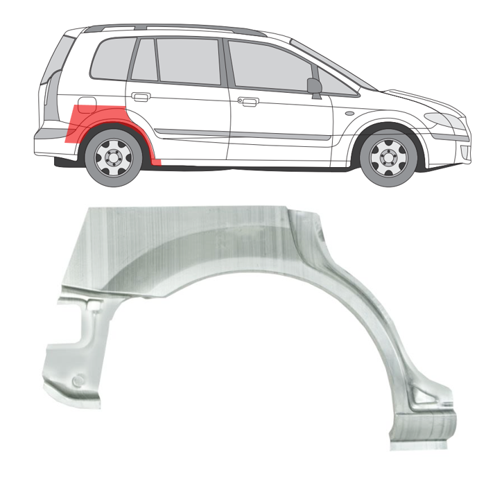 Mazda Premacy (99-) Galinė arka (dešinė), Galinės arkos, 2760147, Mazda Premacy galinė arka, 455584-5, Galinės arkos, 2760147, Mazda Premacy galinė arka, 455584-5