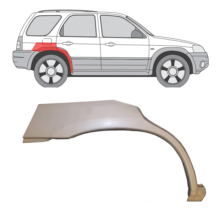 Mazda Tribute (01-) Galinė arka (dešinė), Galinės arkos, Mazda Tribute galinė arka, Galinės arkos, Mazda Tribute galinė arka