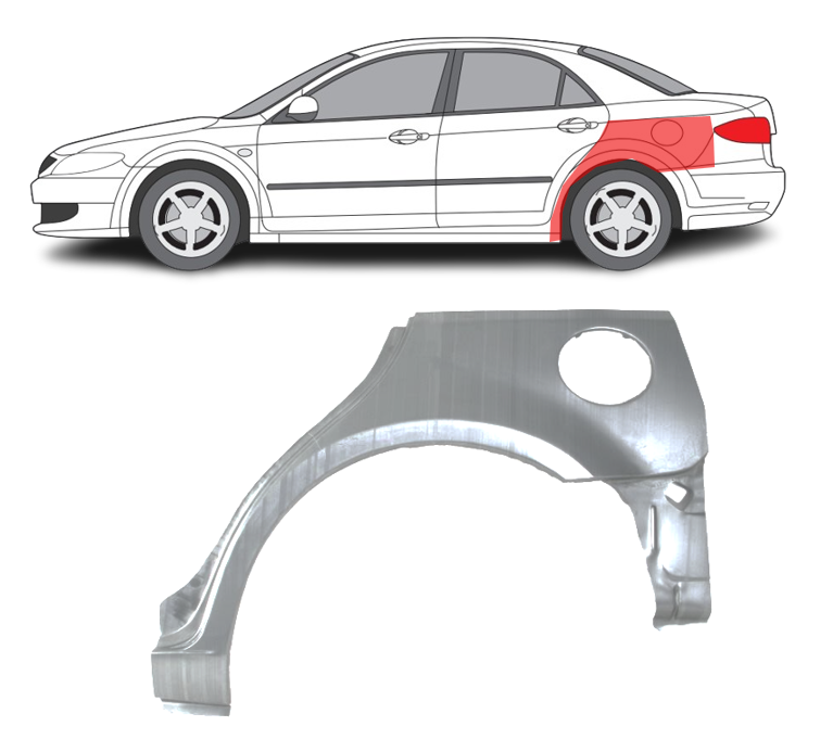 Mazda 6 (02-) Arka (4/5D, kairė), Galinės arkos, 451983-5, 932131, 2754147, 5901532112184, Mazda 6 galinė arka, Galinės arkos, 451983-5, 932131, 2754147, 5901532112184, Mazda 6 galinė arka