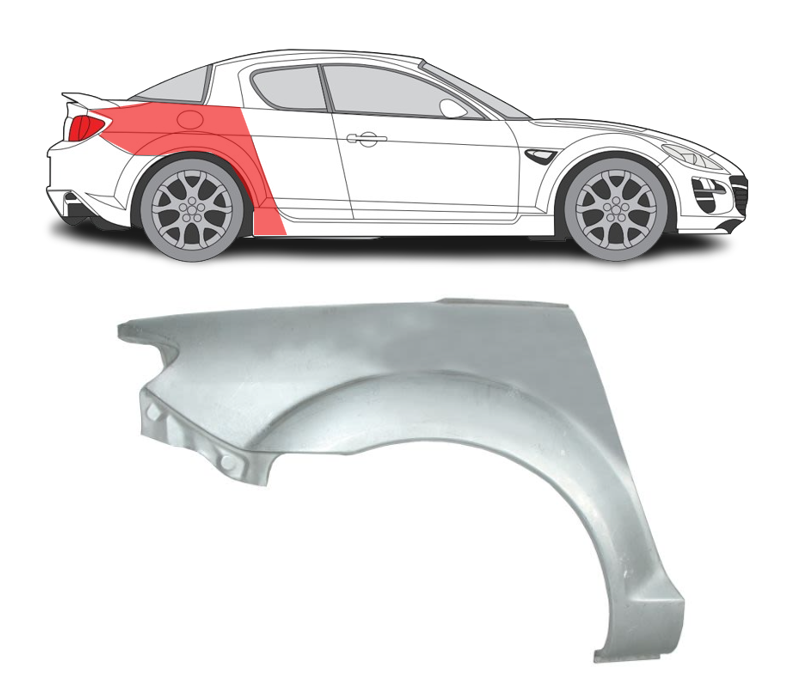 Mazda RX-8 (03-) Galinis sparnas (dešinė), Galiniai sparnai, Mazda RX8 Galinis sparnas, 454884, Galiniai sparnai