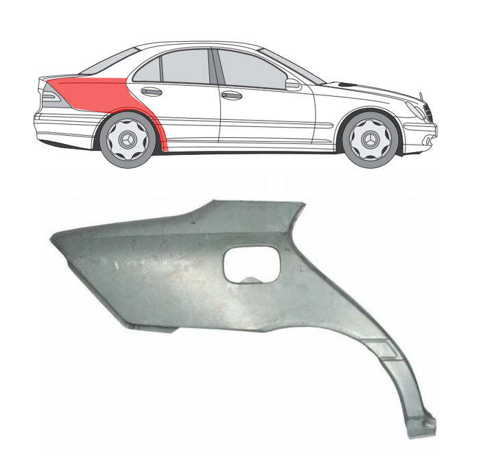 MB W203 (00-) Galinis sparnas (SED, dešinė), Galiniai sparnai, MB W203 Galinis sparnas, 500384-1, 5901532829761, Galiniai sparnai, MB W203 Galinis sparnas, 500384-1, 5901532829761