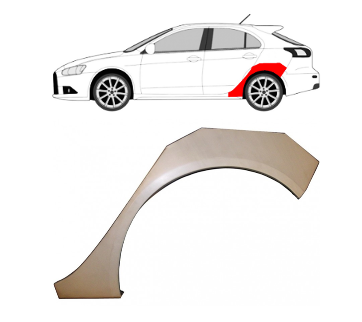 Mitsubishi Lancer (07-) Galinė arka (HB, kairė), 52348351, Mitsubishi Lancer (2007- 2015) Galinė arka