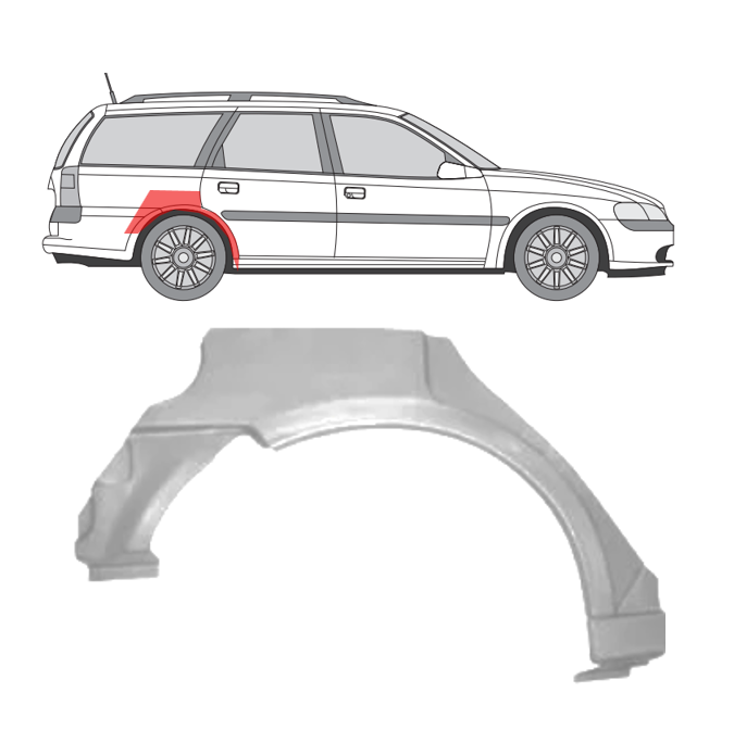 Opel Vectra (95-) Arka (4D, dešinė), Galinės arkos, Opel Vectra galinė arka, 551684-4, 5901532141566, Galinės arkos, Opel Vectra galinė arka