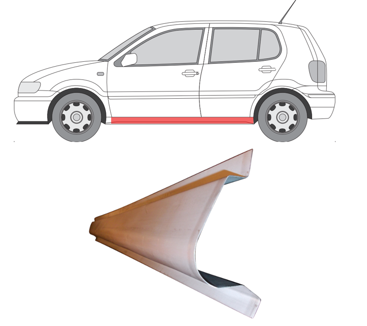 VW Polo (99-) Slenkstis (K=D), slenksčiai, VW Polo slenkstis, 952441-2, 5901532567533, slenksčiai, VW Polo slenkstis, 952441-2, 5901532567533