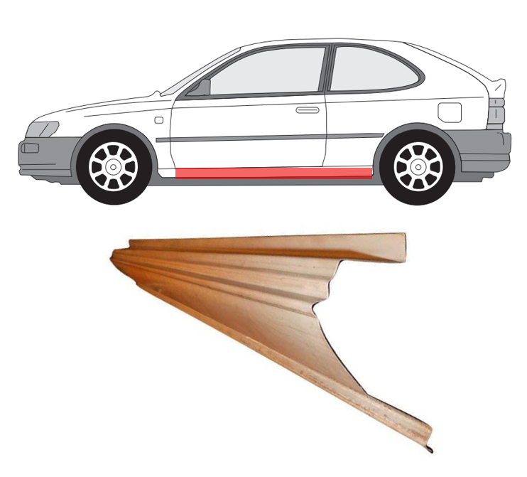 Toyota Corolla (92-) Slenkstis (3 durų, kairė), slenksčiai, 5901532814545, Toyota Corolla slenkstis, slenksčiai, Toyota Corolla slenkstis