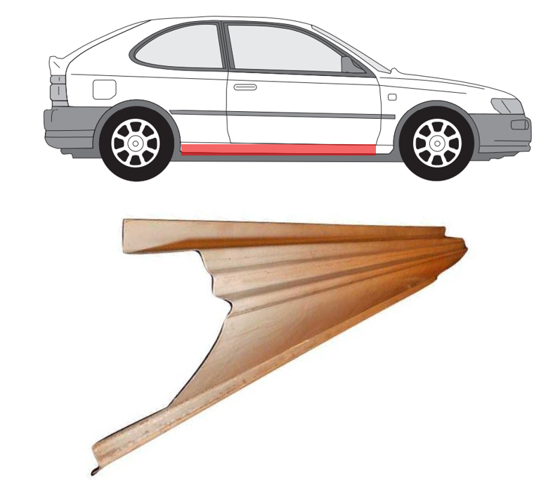 Toyota Corolla (92-) Slenkstis (3 durų, dešinė), slenksčiai, Toyota Corolla slenkstis, 5901532815023, slenksčiai, Toyota Corolla slenkstis