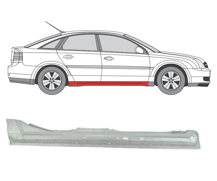 Opel Vectra (02-) Slenkstis (dešinė), slenksčiai, Opel Vectra slenkstis, 51 64 016, 51 64 018, 551842, 13240141, 13240145, 5901532142396, slenksčiai
