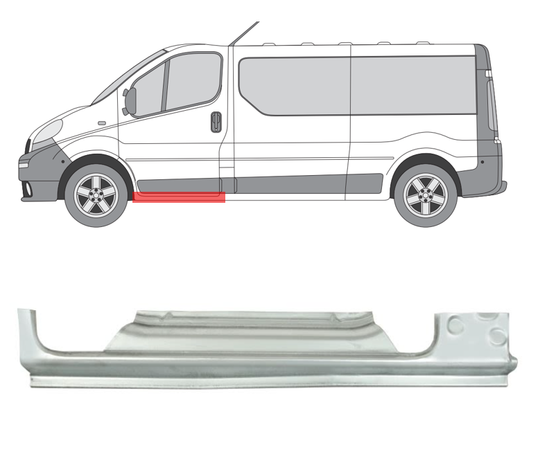 Trafic/Vivaro/Prima (01-) Priek. durų slenkstis (kairė), 