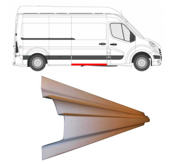 Master/Movano (10-) Slank. durų slenkstis (trumpo, dešinė), 60N14221, 5901532782868, Opel Movano slankiojančių durų slenkstis, Renault Master slankiojančių durų slenkstis, Opel Movano slankiojančių durų slenkstis, Renault Master slankiojančių durų slenkstis, 60N14221, 5901532782868