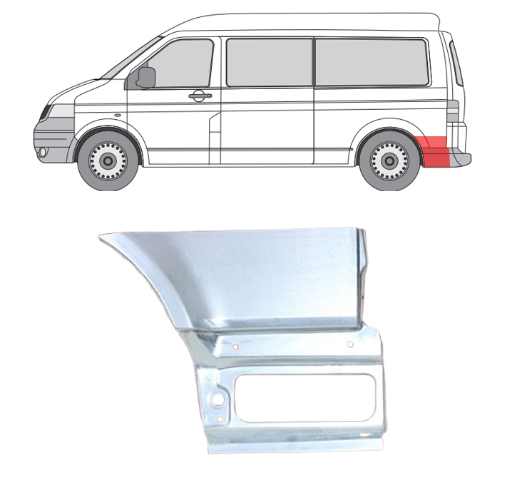 T5/Multivan (03-) Skarda už galinio rato (kairė), 