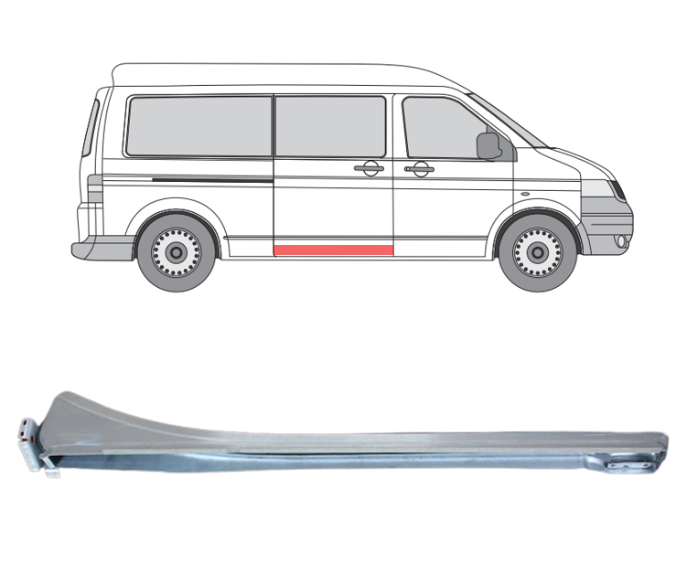 VW T5 (03-) Slankiojančių durų lovelis, 7H0 843 550 F (VW), 7H0 843 550 D (VW), 7H0 843 550 C (VW), 7E0843550B (VW), 7E0 843 550A (VW)