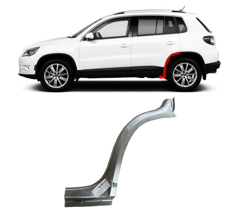 VW Tiguan (07-) Galinės arkos apatinė dalis (kairė), 