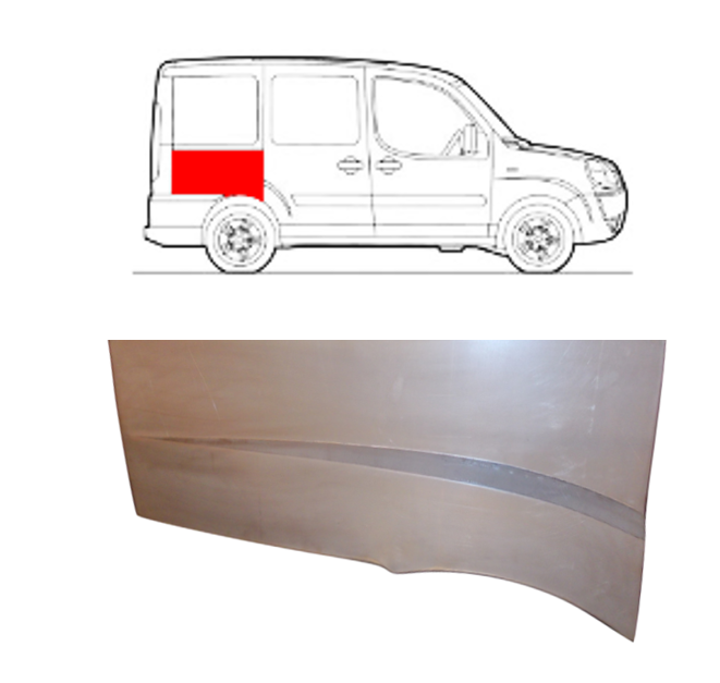 Fiat Doblo (01-) Galinės arka vrš rato (dešinė), Fiat Doblo 2001- 2010 Galinių durų apačios skarda (dešinė)