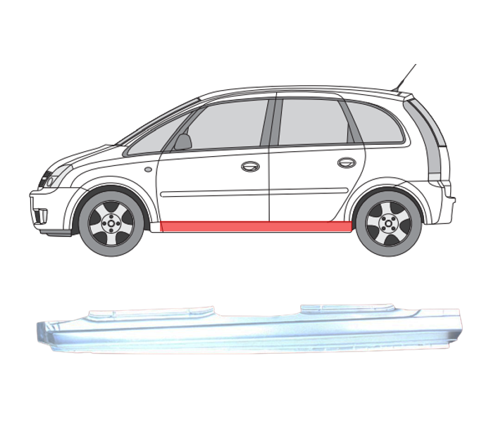 Opel Meriva (03-) Slenkstis (4 durų, kairė), 