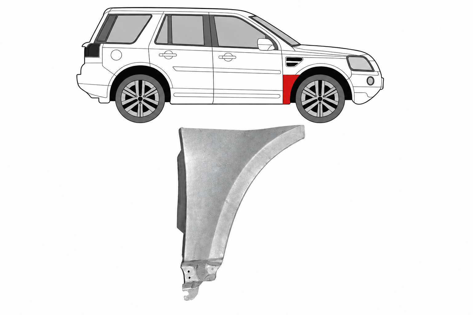 Land Rover Freelander (06-) Priekinio sparno apačia (dešinė), 