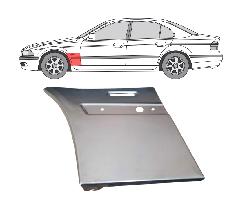 BMW 5 (96-) Priekinio sparno apačia (kairė), 201601-7, BMW 5 E39 (1996- 2004) Priekinio sparno apačia