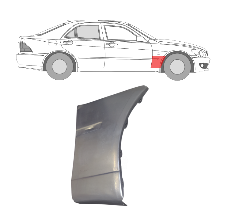 Lexus IS 200 (98-) Priekinio sparno apačia (dešinė), Lexus IS 200 (1998- 2005) Priekinio sparno apačia, 80100271