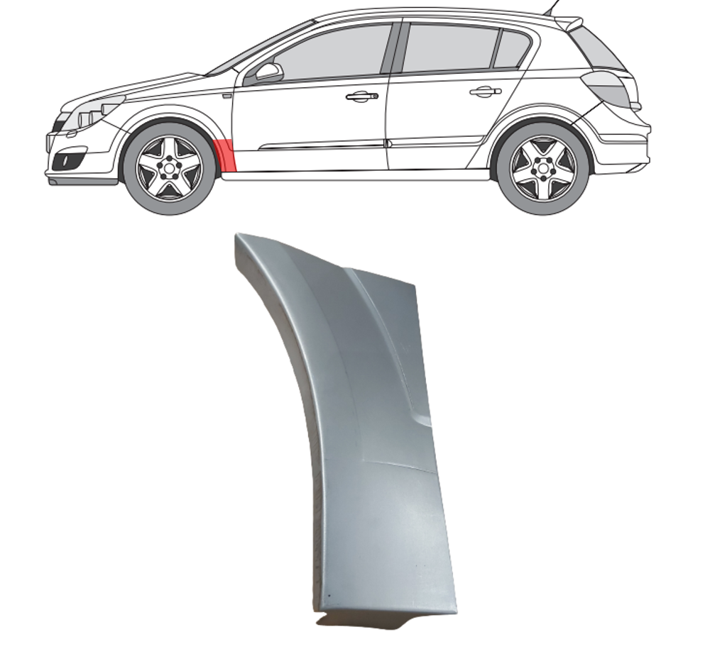 Opel Astra (03-) Priekinio sparno apačia (HB, kairė), Opel Astra H 2003- 2014 Priekinio sparno apačia
