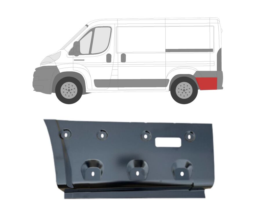 Ducato/Jumper/Boxer (06-) Šono skarda už rato (extra ilgo, su skyle, kairė), 1345131080, 8503KE
