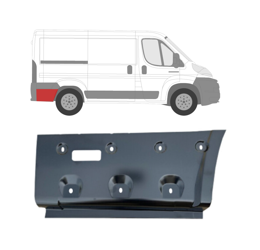 Ducato/Jumper/Boxer (06-) Šono skarda už rato (extra ilgo, su skyle, dešinė), 8504GP, 13384566075