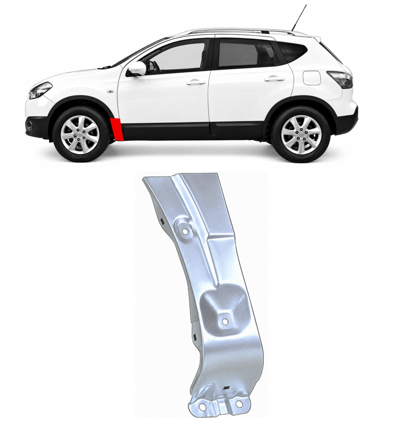 Nissan Qashqai (06-) Priekinio sparno apatinė dalis (kairė), 