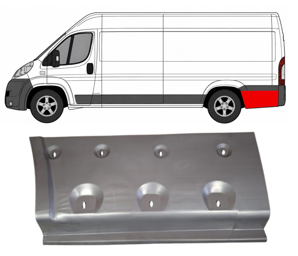 Ducato/Jumper/Boxer (06-/14-) Šono skarda už rato (extra ilgo, kairė), 
