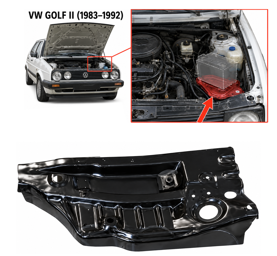 VW Golf 2 (83-) Priekinio sparno vidinė dalis (kairė), 191 803 095 (VW), 191803119A (VW), VW Golf 2 (1983- 1992) Priekinio sparno vidinė dalis